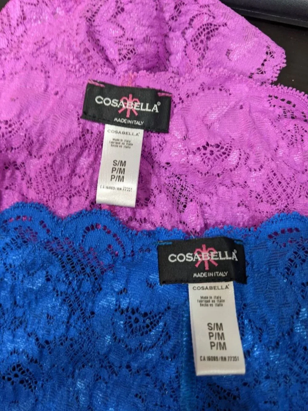 Cosabella 2 pack Lace Boyshort Underwear Blue/Purple Siize S/M NEW WO TAGS!